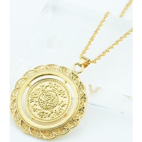 New Women Mens Yellow Gold Color Jewelry Coin Pendant 18" Necklace Chains