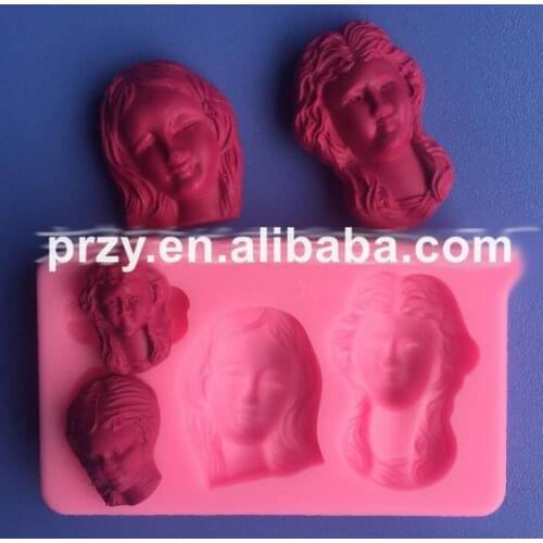 Female head silicone fandont mold woman Silica gel moulds Chocolate molds candy mould woman silicone molds