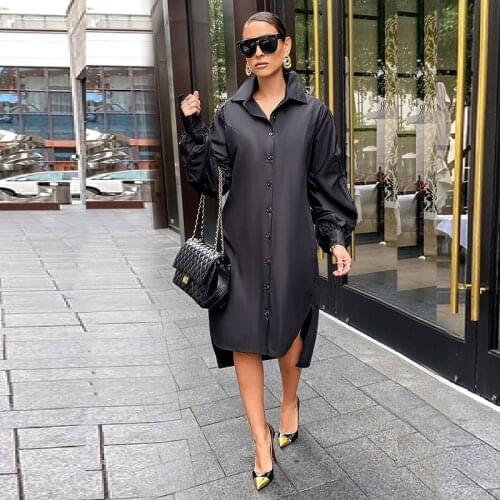 Plus size Sexy shirt dress Spring summer new long-sleeve loose maxi Dresses for Women Club Outfits Party Street Y2k Wholesale