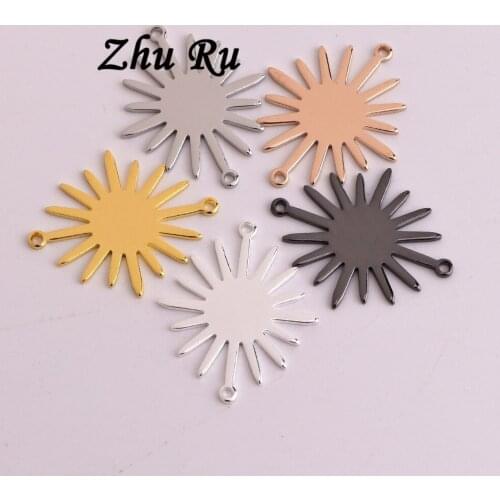 ZHU RU 10pcs/lot 26.6*22.3mm Sun flower Explosion moment Light scattering shape for Jewelry Making DIY components parts