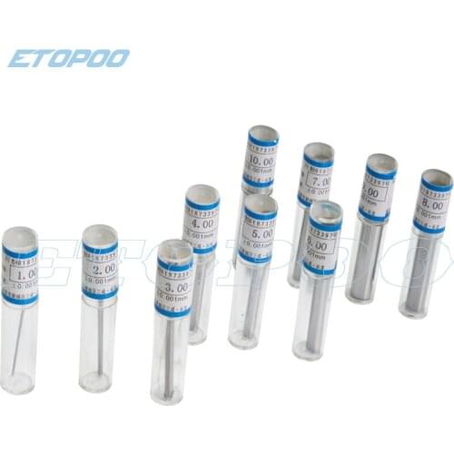 1mm,2mm,3mm,4mm,5mm,6mm,7mm,8mm,9mm,10mm Range 10Pcs Precision Pin Gauge,Smooth Plug Gauge Hole Gauge