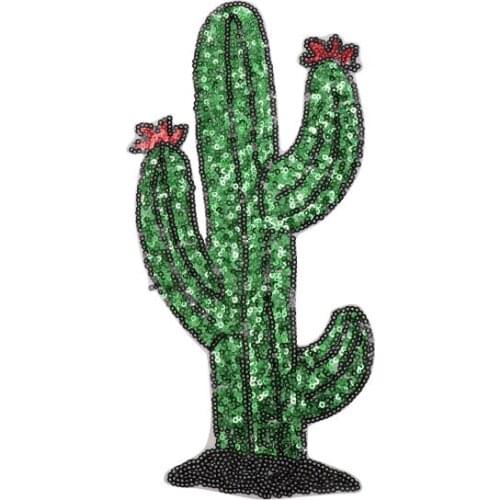 10pc cactus sequins patch embroidered fabric garment accessories applique for T-shirt sweater decoration patches