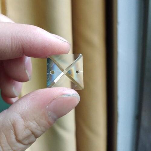 100pcs/lot 18*18MM machine grinding clear k9 square crystal beads prism DIY chandelier lamp in 2 holes Home Curtain Accessories