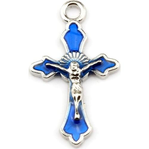 Hot sell ! 10pcs BlUE Enamel Cross Charm Pendant DIY Jewelry 18X 30.5MM nm369