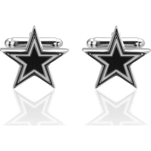 New Arrival High Quality Men Shirt Designer Enamel Cuff links Copper Materia Five-pointed Star Design CuffLinks 3 pair pack sale