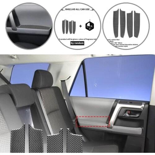 Carbon Fiber 4Pcs Practical Black Inner Door Armrest Handle Panel Trim Stable Door Armrest Panel Trim Protective