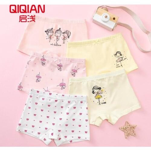 5Pcs/lot Childrens Cotton Underwear Cartoon Printed Baby Girls Boxer Briefs Panties Girls Boxer Underwear