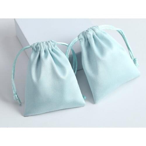 50pcs Flannel Drawstring Jewelry Bag Packaging Gift Bag Small Ring Necklace Earring Display Wedding Candy Pouch Can Custom Logo