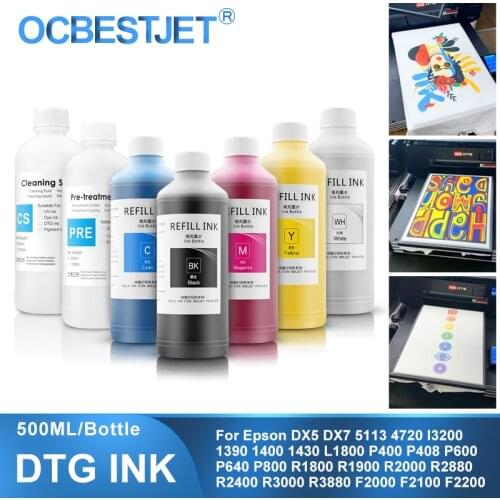 500ML DTG Ink Textile InK Garment Ink For DX4 DX5 DX6 DX7 DX10 Printhead For Epson 1390 R1900 R2000 F2000 F2100 (7Color Optional