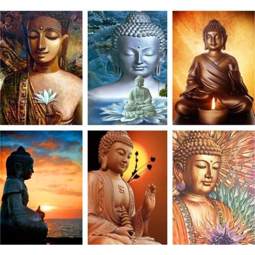 DIY Diamond Painting Religious Buddha Statue Cross Stitch Kit Full Round Drill Diamond Embroidery Mosaic Art Home Wall Decor