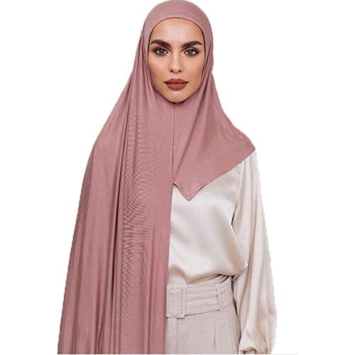 Pinless Instant Premium Cotton Jersey Hijab Shawls Good Stitching Head Scarf Wrap Muslim Women Ladies Scarves 170X60 cm
