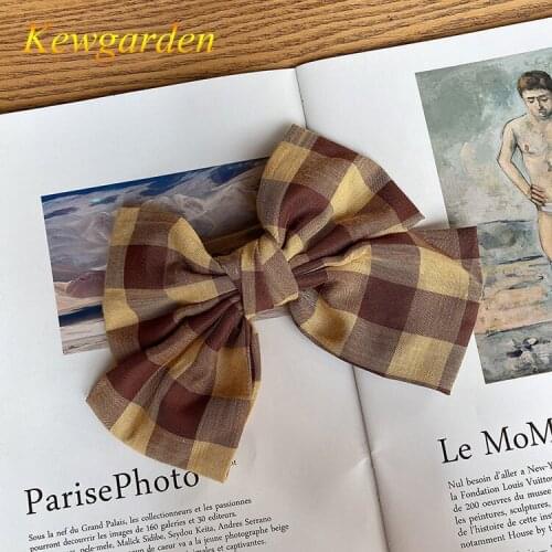 Kewgarden Girl-plaid with large bow hairpin for children and girls 3pcs