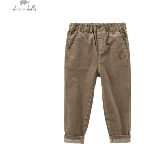 DKY18605 dave bella autumn 5Y-13Y kids boys fashion print pockets pants children boutique casual full-length pants