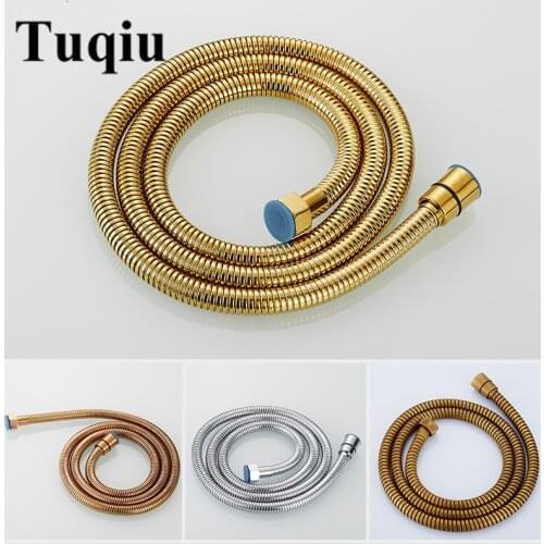 G1/2 Inch Flexible Shower Hose 1.5m Plumbing Hoses Stainless Steel Chrome Bathroom Water Head Shower head Pipe 4 colors choice