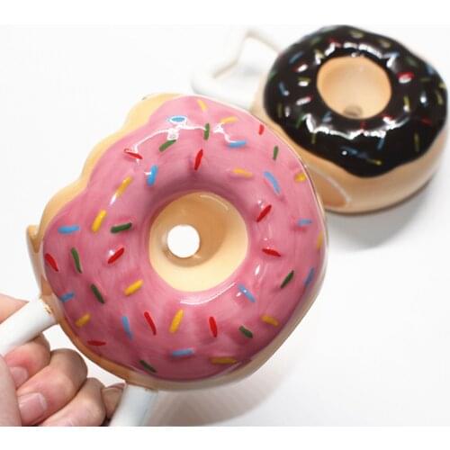 Ceramic Creative Donut Shape Coffee Cup with Handle Ceramic Cup Bread Biscuit Mug Desktop Decorative Cup Drinking Utensils Mugs