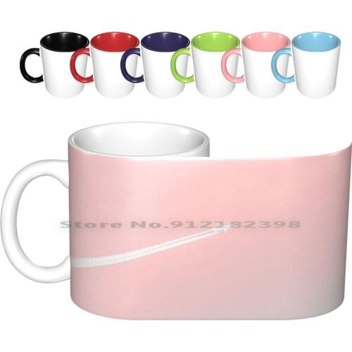 Travel Dream Ceramic Mugs Coffee Cups Milk Tea Mug Travel Airplane Skye Colours Pink Blue Traveler Dreamer Creative Trending