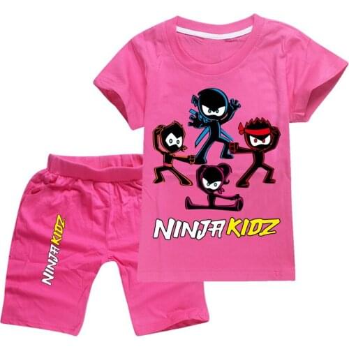 2 Pcs Children Summer Clothes Set Boys NINJA KIDZ T shirt+Pants Sports Suits Toddler Girls 2-16 Y Kids Clothing Casual Tracksuit