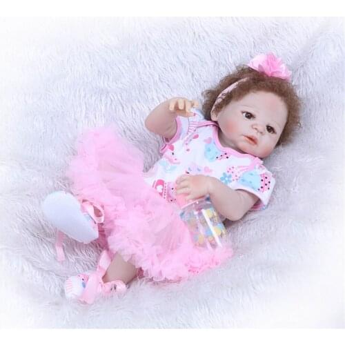 Newborn Doll 22'' Reborn Doll 55 cm full silicone Vinyl Body Lifelike Bebe born Bonecas Children Playing Toy Birthday Xmas Gif