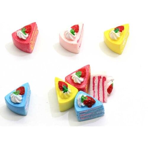 2021 Hot Selling Strawberry Shortcake Cake Slice Kawaii Strawberry Cake Cupcake Dessert Food Cabochons Hairbow Centers