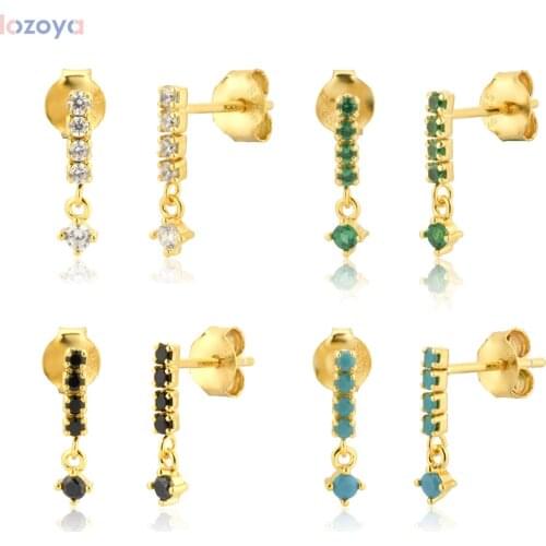 Lozoya 925 Sterling Silver Ohrringe Jewelry Colorful Charm Zircon Stud Earring Piercing Pendinte Luxury 2020 Rock Punk Party