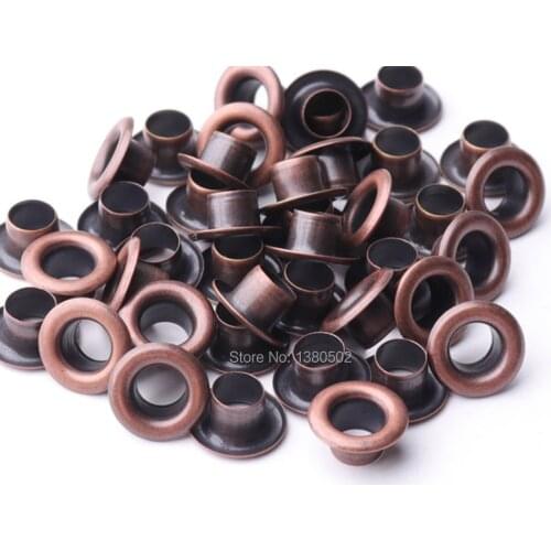 100pcs/lot 9*4.5*4mm copper color metal garment Eyelets with washer for belt clothes bag shoes accessories