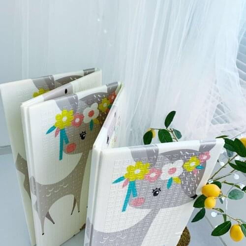 Cartoon Carpet Toddler Soft Crawling Pad Foldable Baby Play Mat XPE Foam Waterproof Double-side Kids Room Decor Rug with Bag