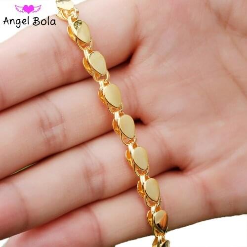 Muslim 5*7mm/6*4mm Wide Fashion Drop Shape Golden Women Charm Bracelet Islamic Luxury Jewelry Banquet Holiday Gifts Wholesale