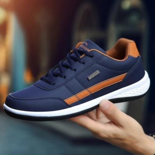 2021Leather Men Shoes Sneakers Trend Casual Shoe Italian Breathable Leisure Male Sneakers Non-slip Footwear Men Vulcanized Shoes