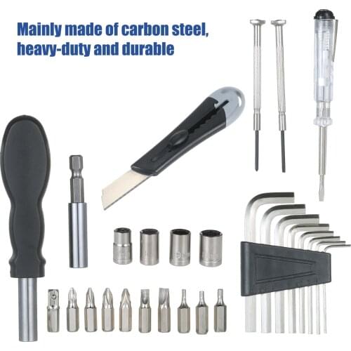 KKmoon 29PCS Repair Tool Kit Assortment Hand Tool Set Handy Hardware Tool Kit Precision Screwdriver Bits Set Wrench Torch Box