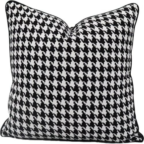 Cushion Cover Black White Thousand Bird Lattice American Pillow Cover Modern Simple Sofa Car Cushion Cover Home Decoration NEW