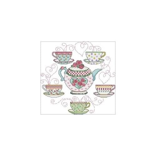 NN xiaoyi cotton self-matching cross stitch Cross stitch RS cotton comes with no prints Magazine tea set