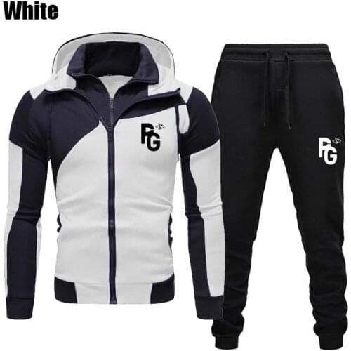 2021 New Winter Mens Clothing Fashion Printing Hoodies 2 piece Set Zipper Sweatshirts Casual Sport Sweatpants Male Tracksuits