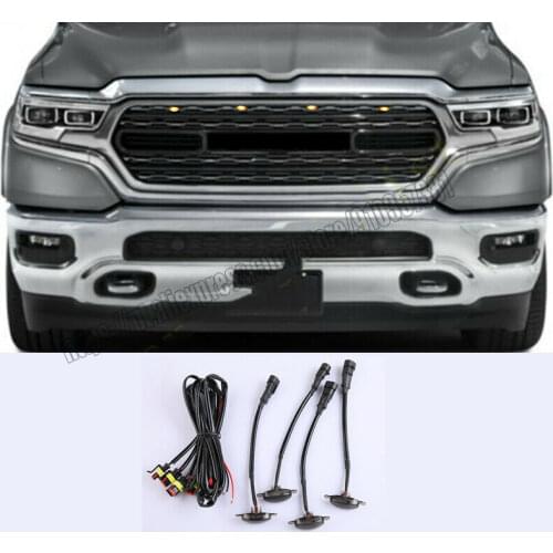 NEW For Ram 1500 2016-2021 Front Grill LED Amber Light Raptor Style Trim Cover 4pcs car accessories