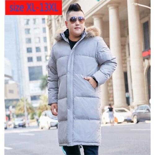 New High Quality X-Long Down Jacket Hoodie Fur Collar Men Fashion Thick Casual super large coat plus size XL-10XL11XL12XL13XL