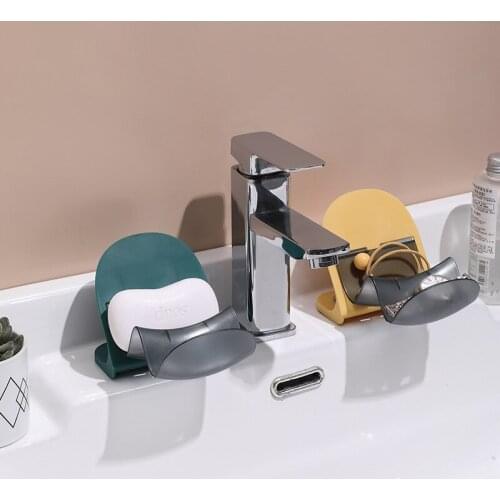 Suction Cup Soap Dish Drain Rack Sink Organizer Soap Tray Bathroom Storage Bathroom Accessories Creative Storage Rack