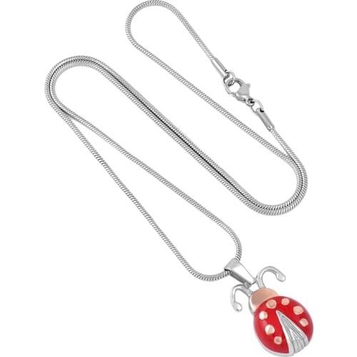 Cremation Necklace Urn Memorial Keepsake Pendant for Ashes Jewelry Stainless Steel Ladybug