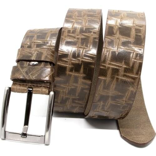 Genuine Soft Leather Handmade Oliv Man Belt High Quality Calfskin Pants Metal Buckle Casual Gift For Valentines Day