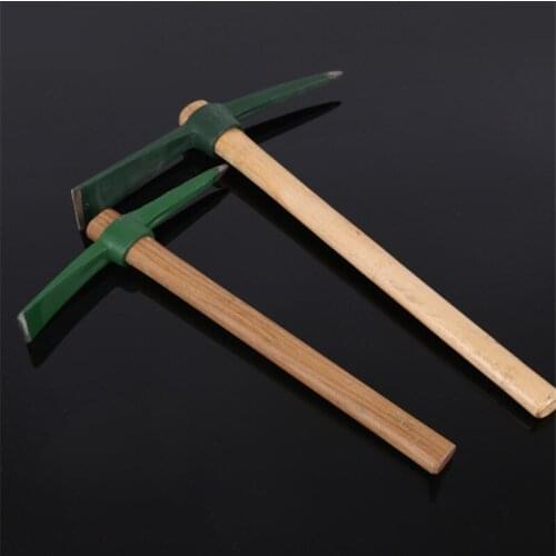 Garden hand tools Wooden Handle Small Pickaxe Hoe Digging Steel Mattock Axes Outdoor rescue tools