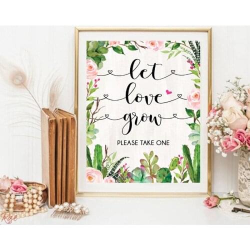 Succulent Cactus Gifts And Cards Dessert Bar Sign Prints Bohemian Bridal Shower Decor Rustic Floral Canvas Painting Wedding Sign