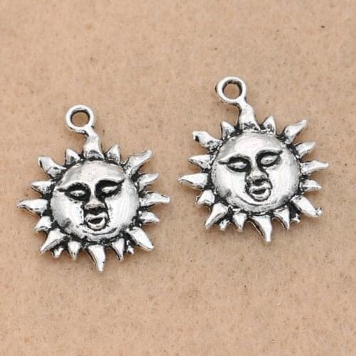 10pcs Tibetan Silver Plated Sun Charm Pendants For Jewelry Making Handmade Jewelry Diy Accessories 23x20mm