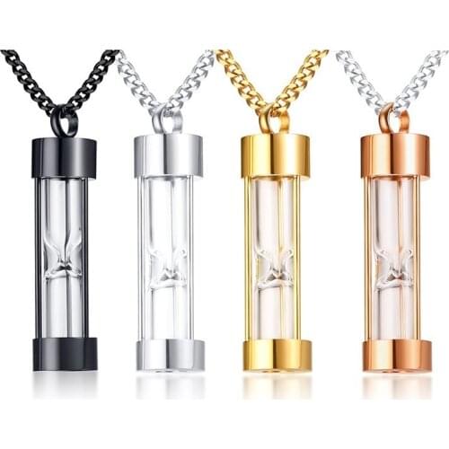 Unique Can Be Opened Hourglass Urn Pendant for Women Men Stainless Steel Ashes Cremation Pet Memorial Keepsake Love Gifts