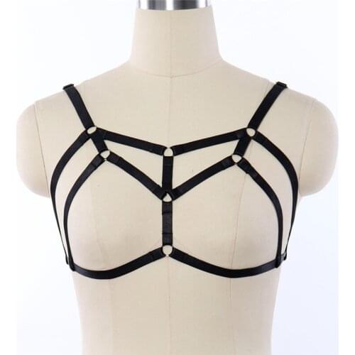 Women Fetish Wear Body Harness Pastel Goth Cage Bra Punk Rave Bondage Harness Lingerie Sexy Cupless Cage Bralette Underwear