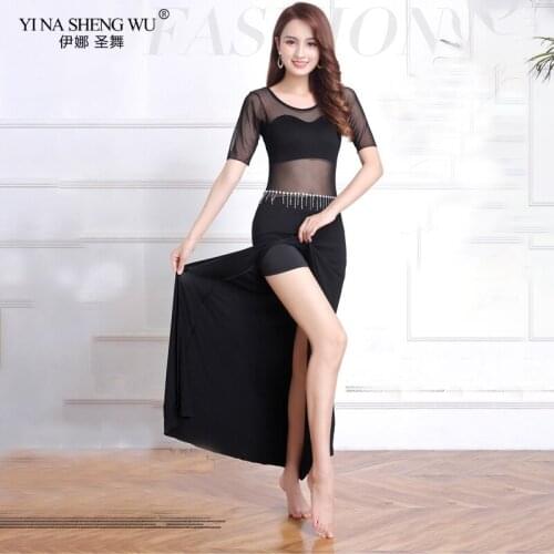 Short Sleeves Dress For Women Belly Dance Costumes Competition Practice Cut out Suit Girls Lady Belly Sexy Perspective Dancewear