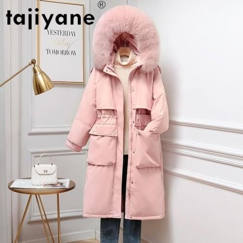 Winter Down Jacket Women Real Fox Fur Collar Coats Famale Nwarm Hooded Puffer Jackets Womans Outerwear Jaqueta Feminina SQQ266