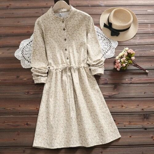 Autumn winter floral print dress new style warm soft thick long sleeve vintage dress for women vestidos invierno 2018