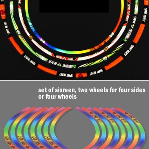1 Set Fantastic Color Car Wheel Strips Stickers Decals Reflective Rim Tape Bike Motorcycle Styling Refitting DIY 10 12 18 inch