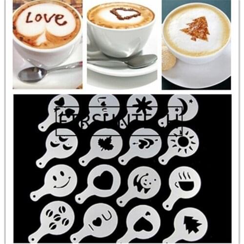 100Set Coffee Template Drawing Mold Barista Coffee Printing Flower Model Stencils Cafe Foam Spray Decoration Tool