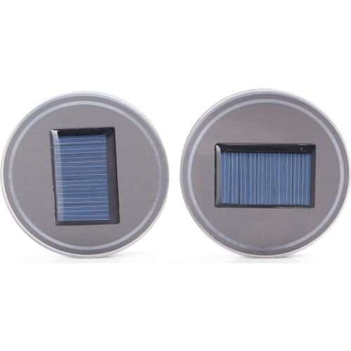 2PCS Solar Cup Holder Bottom Pad Solar LED Light Cover Interior Trim For All Cars All models