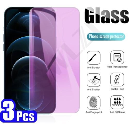 3/5Pcs Anti Blue Light film for iphone 11 Pro Max 12 Mini SE 2020 7 8 X XS XR 6 6s Plus Tempered Glass Phone Screen Protector
