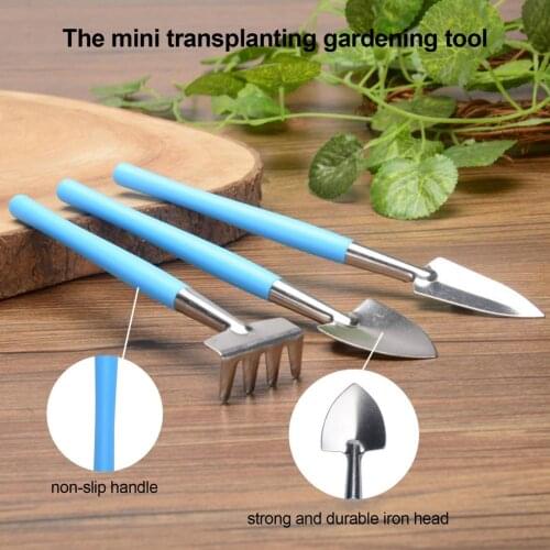 3pcs Mini Garden Tools Plant Pot Seedling Small Spade Shovel Rake Multifunctional Spade & Shovel For Gardens Tool Accessories